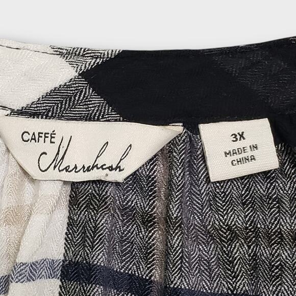 Caffe Marrakesh 3X Plaid Popover Tunic Top Crinkle Texture Pocket Stretch - Picture 5 of 11